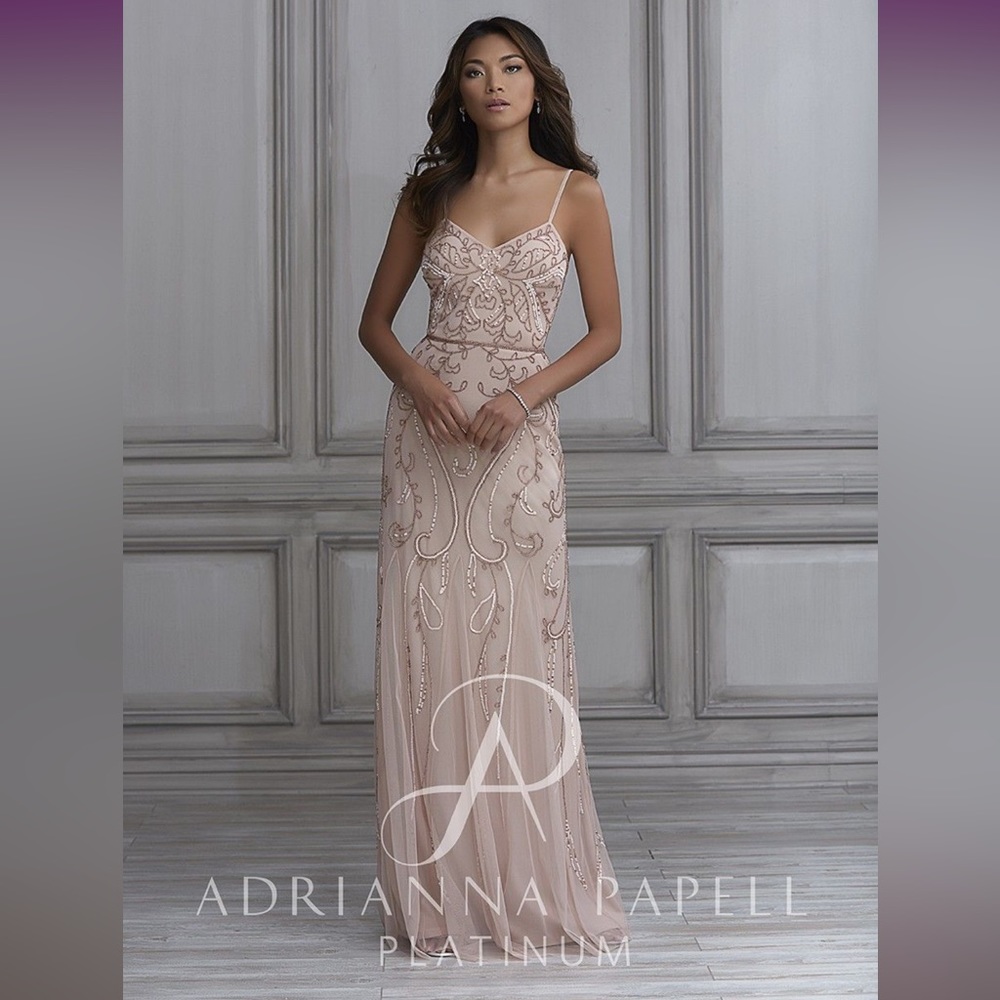 Nude champagne beaded  dress.
